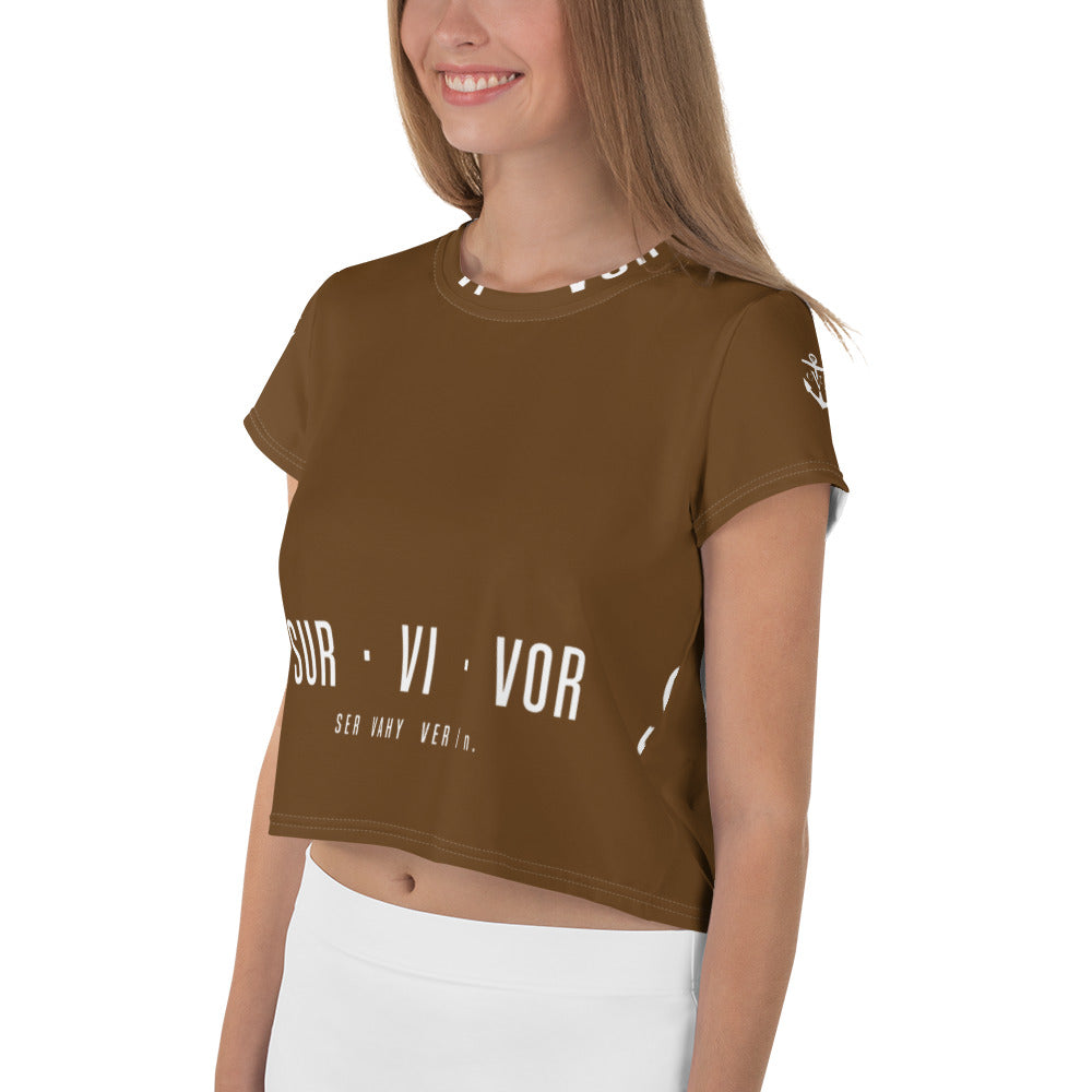 French Survivor Crop Tee Brown Green