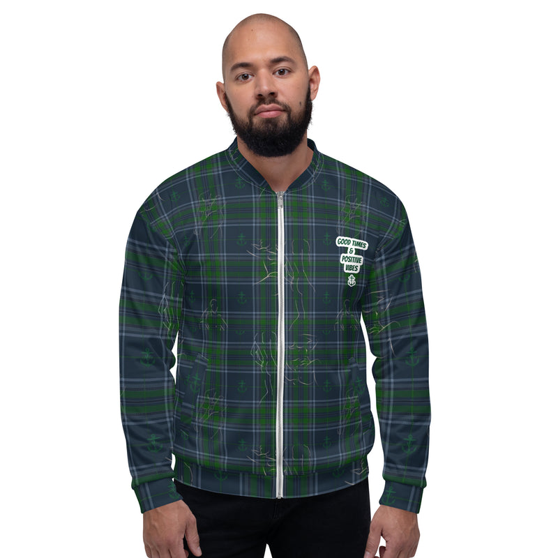 Irish Plaid "Good Times & Positive Vibes" Bomber