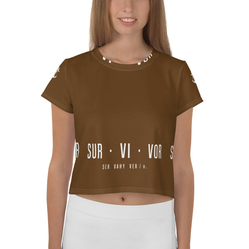 French Survivor Crop Tee Brown Green