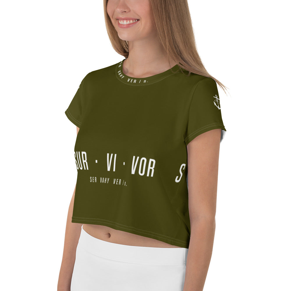 French Survivor Crop Tee Army Green