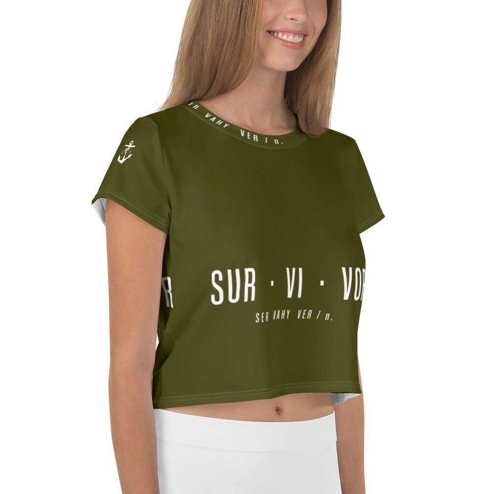 French Survivor Crop Tee Army Green