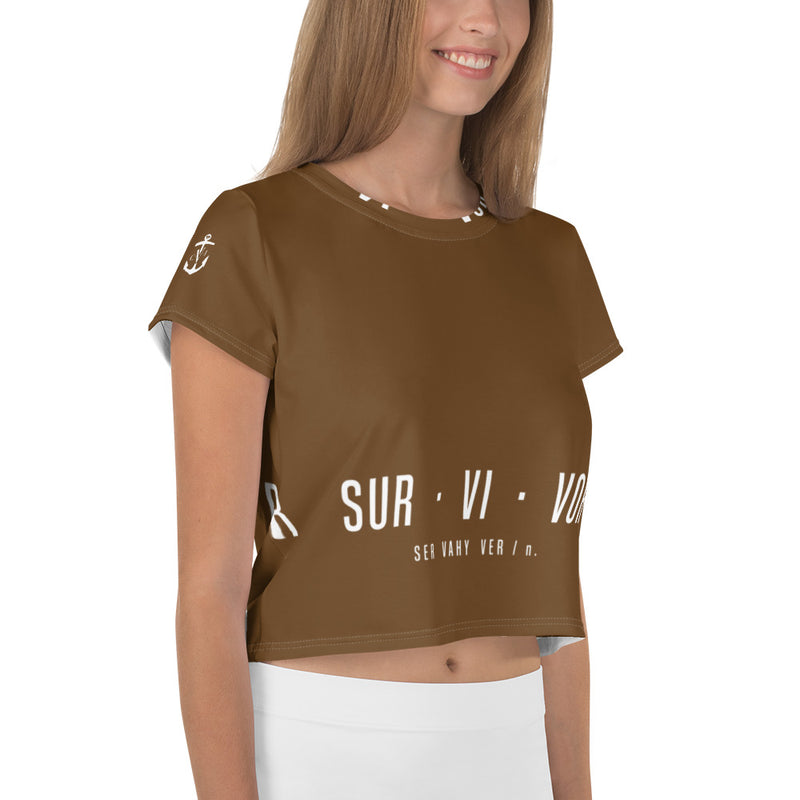 French Survivor Crop Tee Brown Green