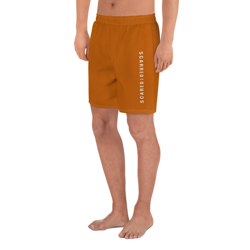 Scarred Over Scared Swim Athletic Long Shorts Burnt Orange