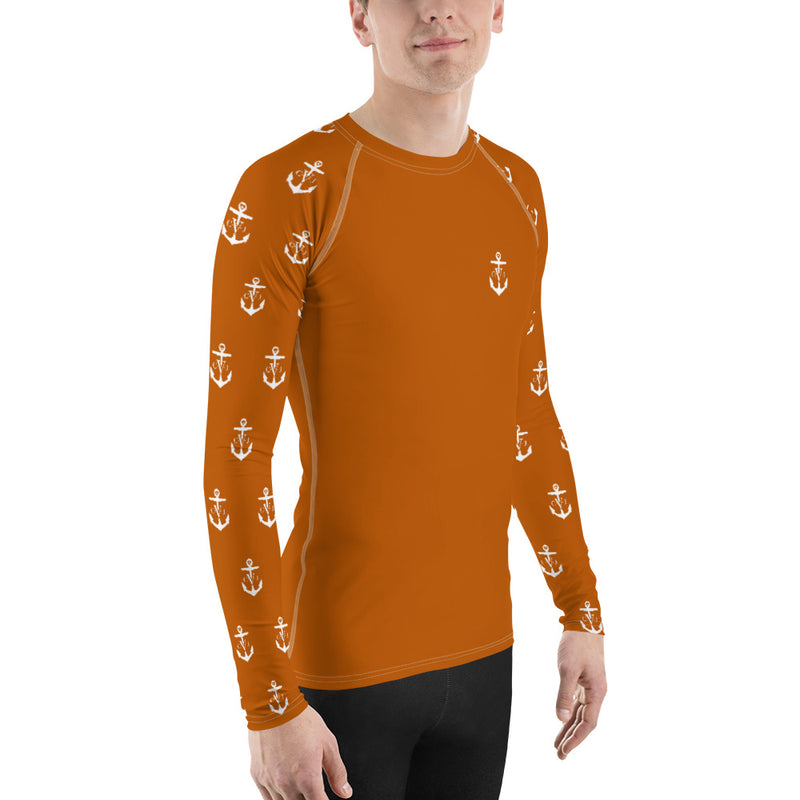 Commodore Jones Anchor Men's Rash Guard Burnt Orange