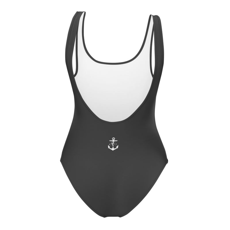 Happiness is a Choice One-Piece Swimsuit Dark Grey