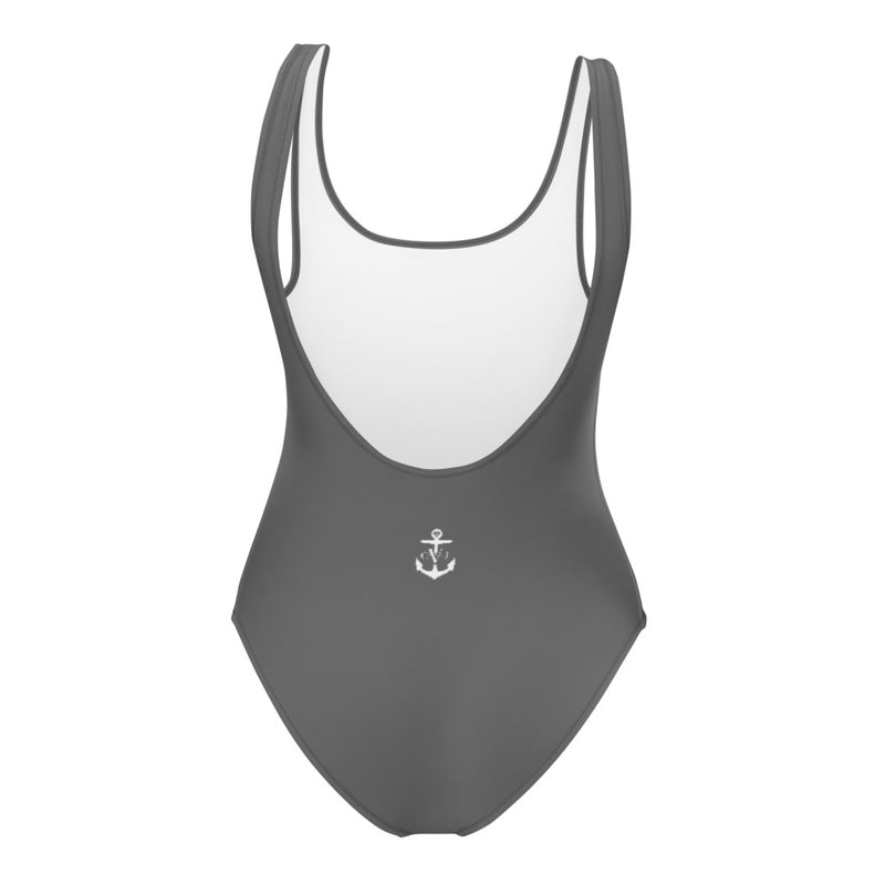 Happiness is a Choice One-Piece Swimsuit Grey