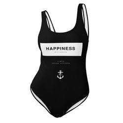 Happiness is a Choice One-Piece Swimsuit Black