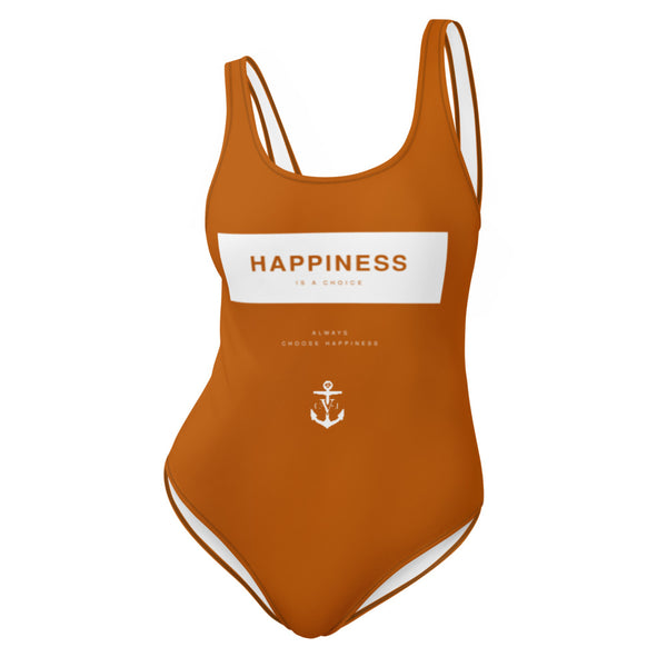 Happiness is a Choice One-Piece Swimsuit Burn't Orange