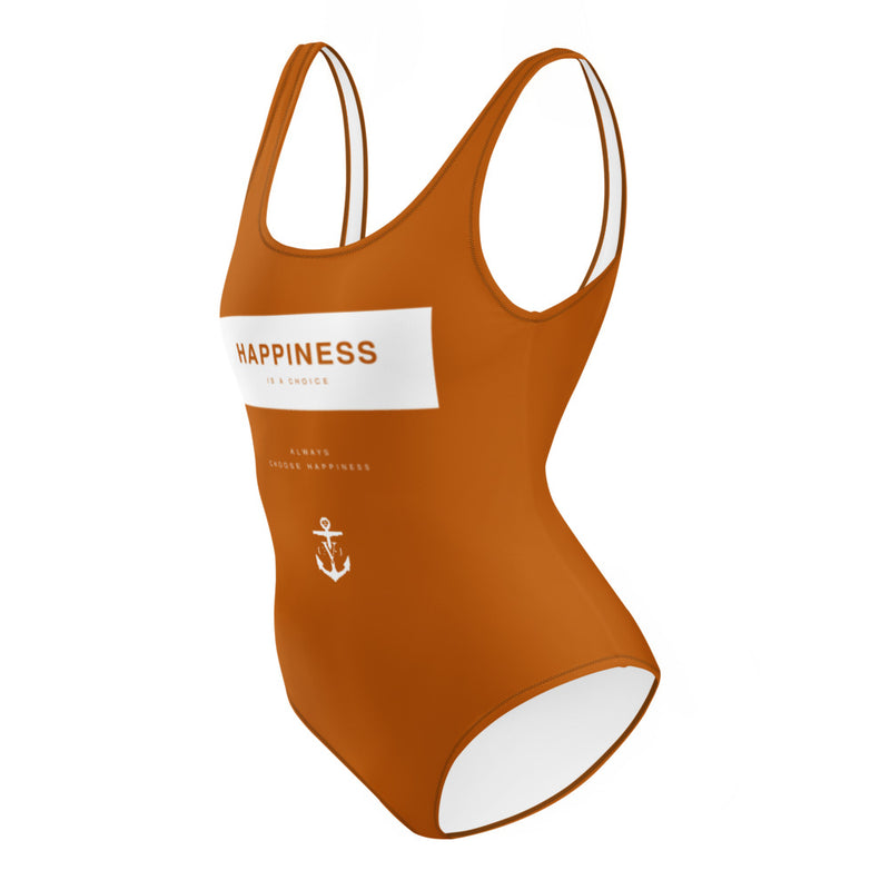 Happiness is a Choice One-Piece Swimsuit Burn't Orange