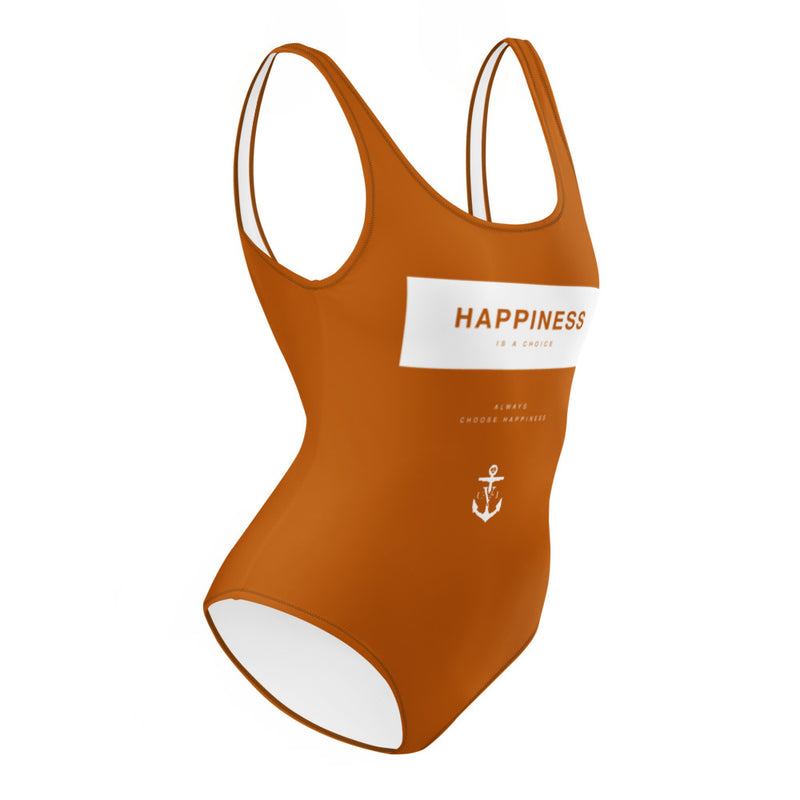 Happiness is a Choice One-Piece Swimsuit Burn't Orange