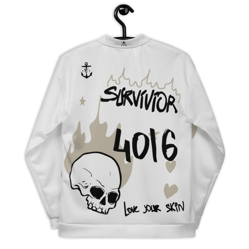 Scarred Over Scared Cream Unisex Bomber Jacket