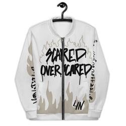 Scarred Over Scared Cream Unisex Bomber Jacket