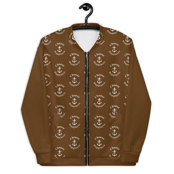 "Choose Happiness" Good Vibe Unisex Bomber -Brown