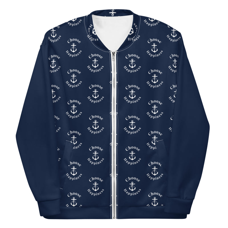 "CHOOSE HAPPINESS" GOOD VIBE UNISEX BOMBER - Navy