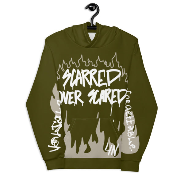 Scarred Over Scared Unisex Hoodie Special Edition Army Green