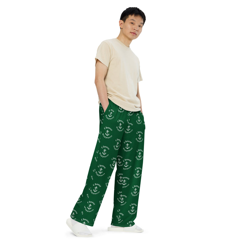 Mykonos wide-leg Choose Happiness pants_forest Green