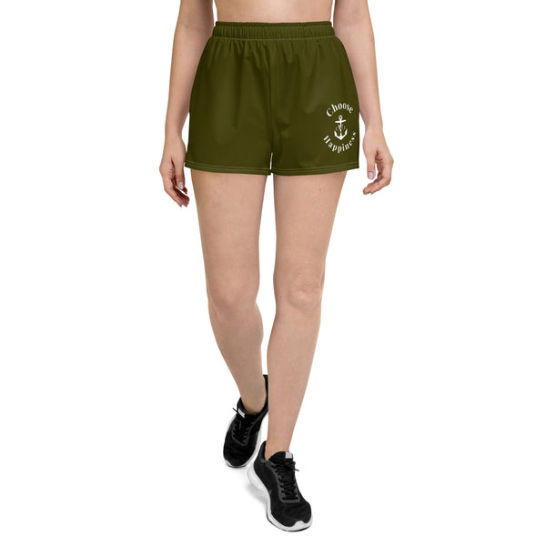 Choose Happiness Shorty Athletic Shorts- Army Green
