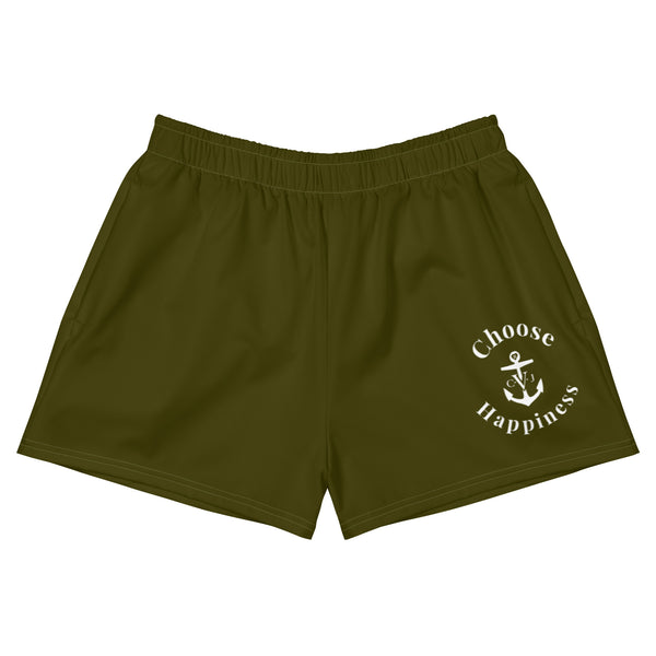 Choose Happiness Shorty Athletic Shorts- Army Green