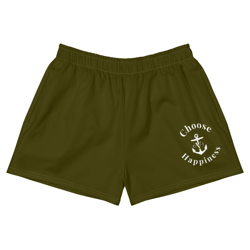 Choose Happiness Shorty Athletic Shorts- Army Green