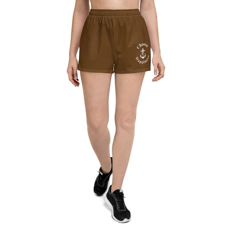 CHOOSE HAPPINESS SHORTY ATHLETIC SHORTS- Brown