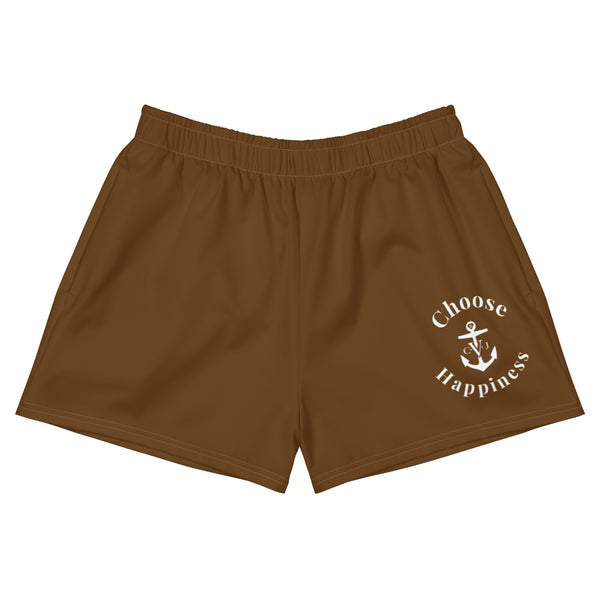 CHOOSE HAPPINESS SHORTY ATHLETIC SHORTS- Brown