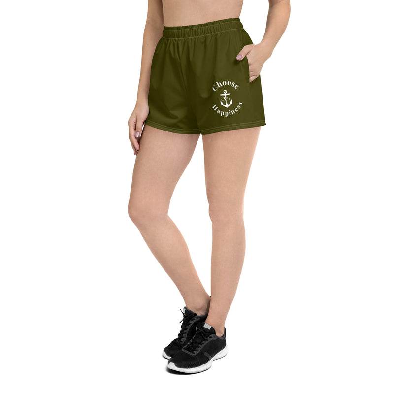 Choose Happiness Shorty Athletic Shorts- Army Green