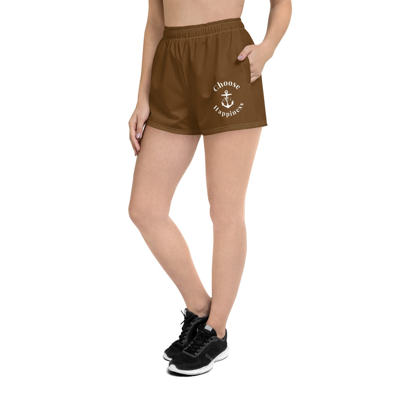 CHOOSE HAPPINESS SHORTY ATHLETIC SHORTS- Brown