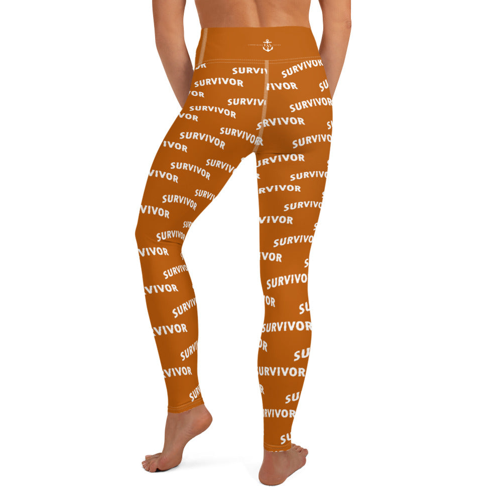 I am a Survivor Print Leggings Burnt Orange