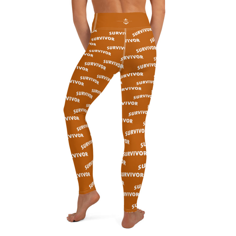 I am a Survivor Print Leggings Burnt Orange