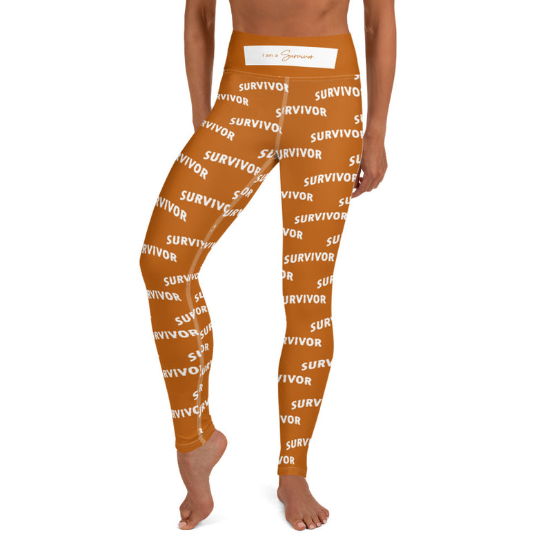 I am a Survivor Print Leggings Burnt Orange