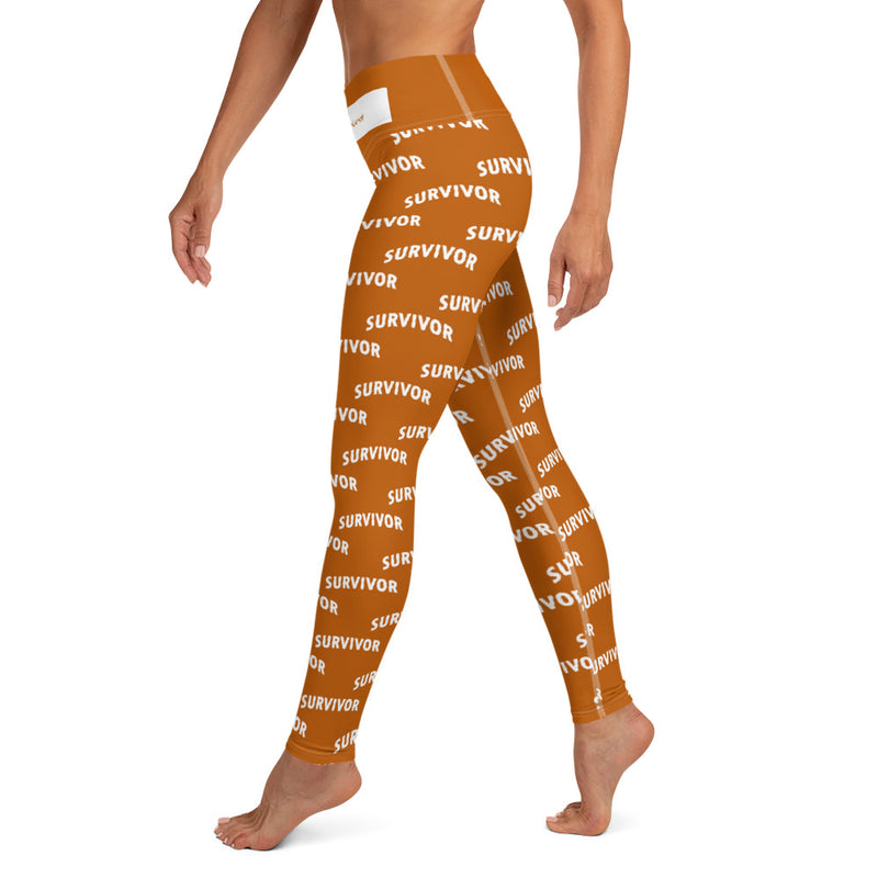 I am a Survivor Print Leggings Burnt Orange