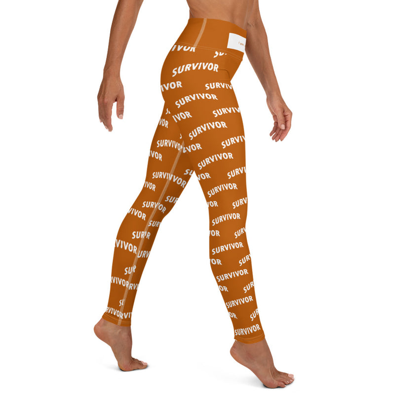 I am a Survivor Print Leggings Burnt Orange