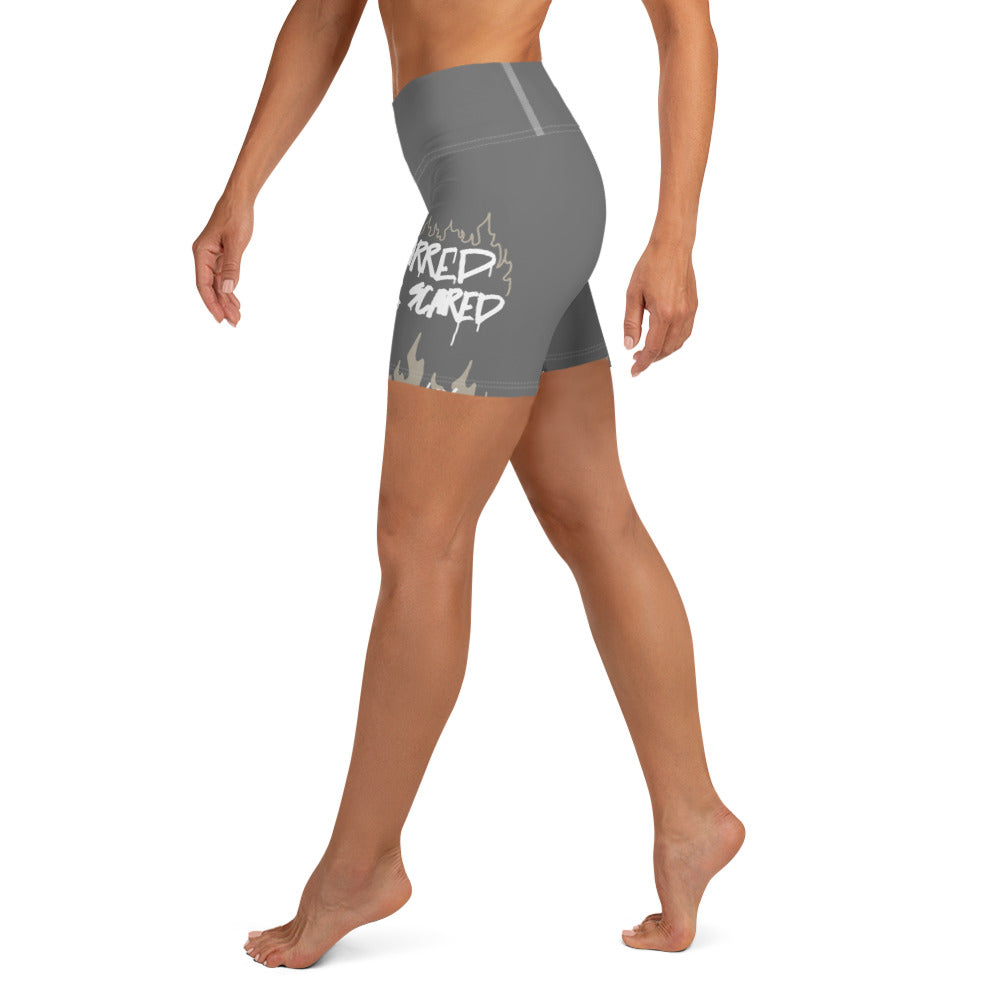 Scarred Over Scared Flame Yoga Shorts