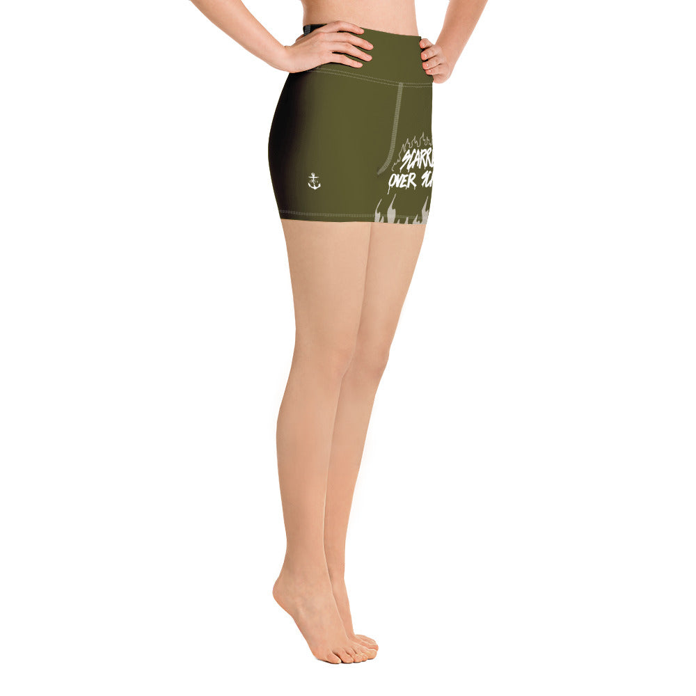 Scarred Over Scared Flame Yoga Shorts