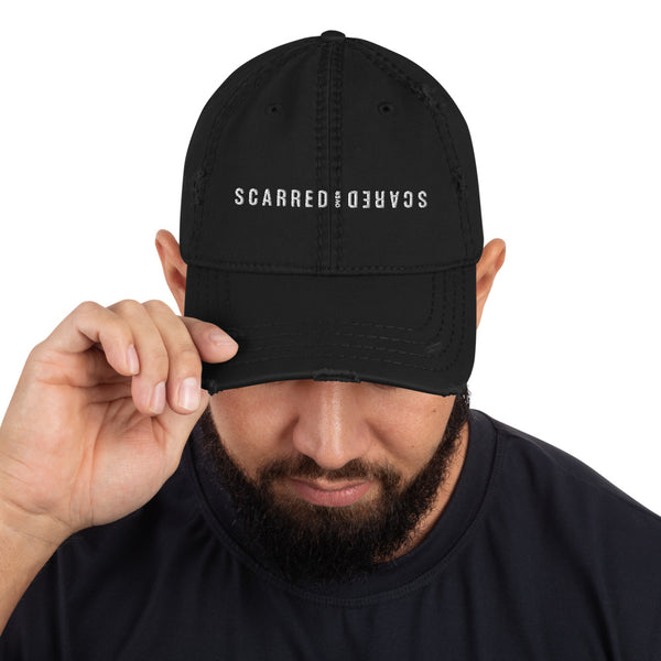 Scarred Over Scared Distressed Dad Hat