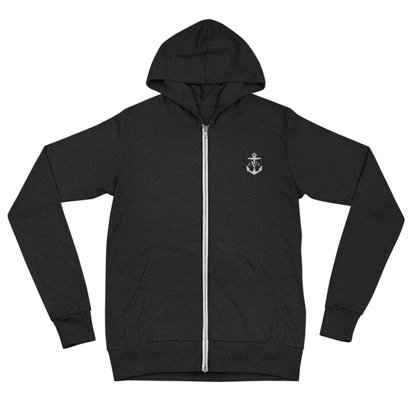 Commodore Val Jones Embroidered anchor Unisex zip hoodie