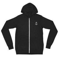 Commodore Val Jones Embroidered anchor Unisex zip hoodie