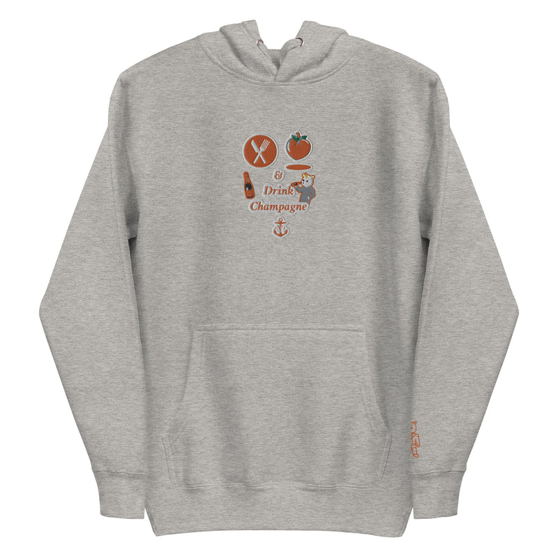 Petty Blanche Embroidered "Eat A** & Drink CHAMPAGNE"  Unisex Hoodie