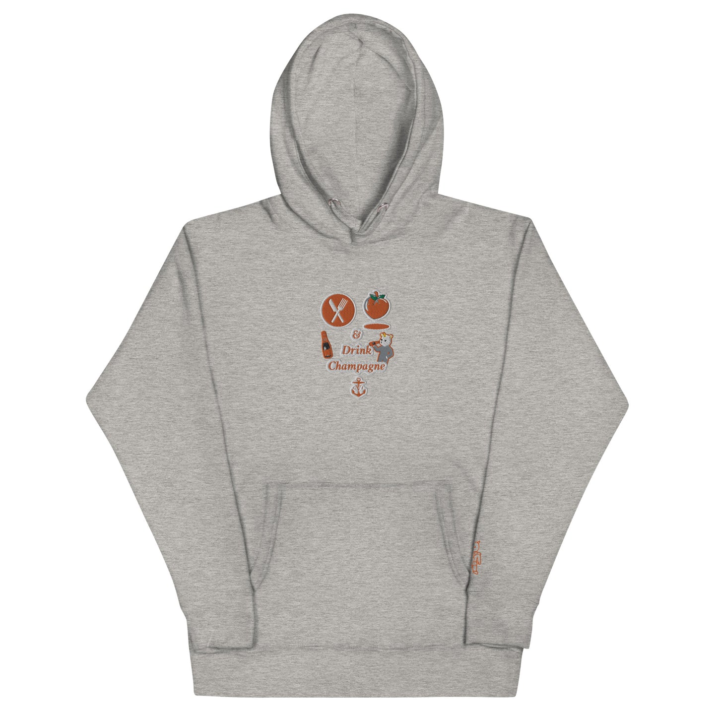 Petty Blanche Embroidered "Eat A** & Drink CHAMPAGNE"  Unisex Hoodie