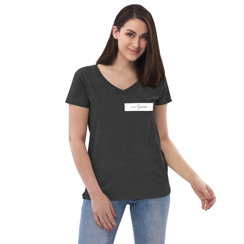 I am a Survivor Women’s recycled v-neck t-shirt