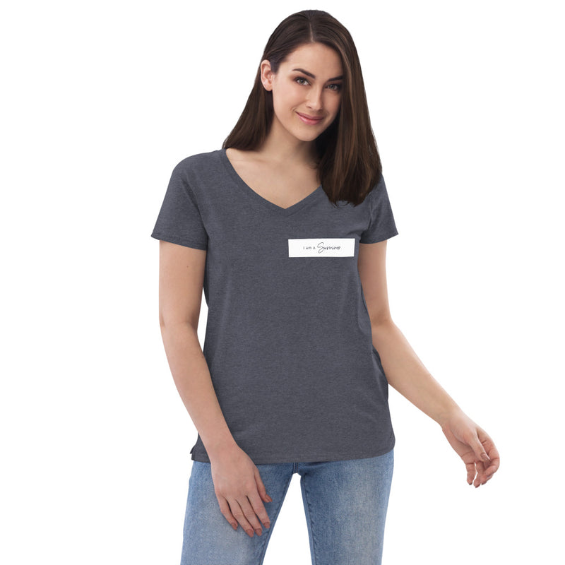 I am a Survivor Women’s recycled v-neck t-shirt